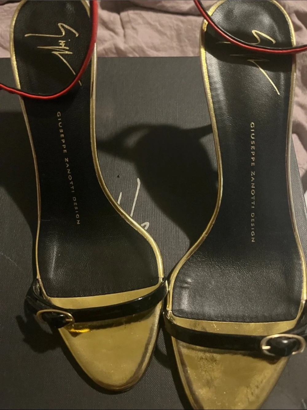 Giuseppe Zanotti Black, Gold & Red Strappy High-Heel Sandals - Picture 8 of 8